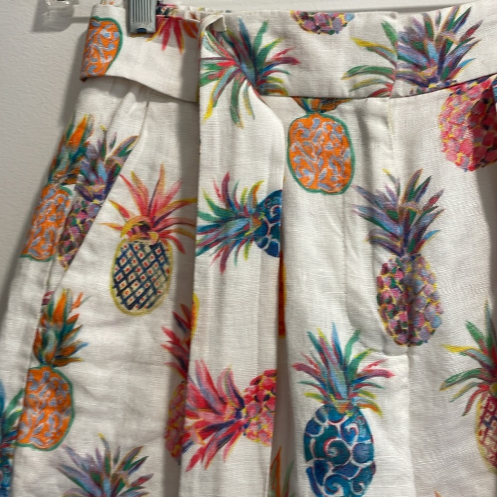 J. Crew White Tropical Pineapple Shorts Sz0 - Picture 5 of 12
